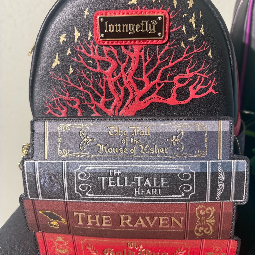 Loungefly Black and Red Book-Themed Backpack
